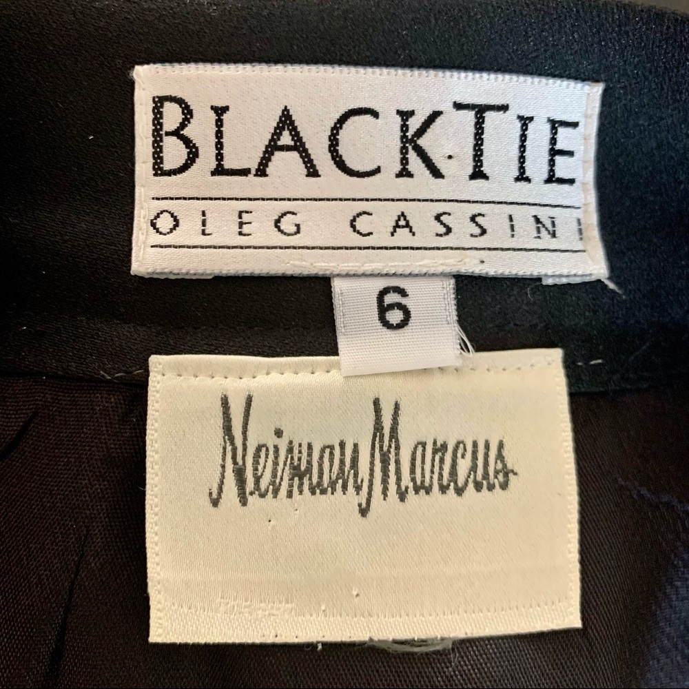 OLEG CASSINI Vintage Neiman Marcus Black Tie Black Satin Pleated Evening Skirt 6 - Picture 2 of 15